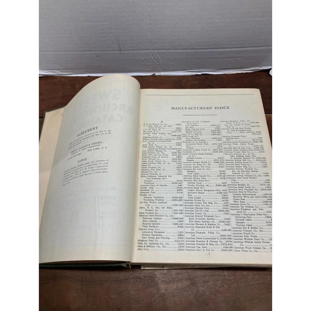 Sweet's Architectural Catalogues Vol B 1931 F.W. Dodge Vintage Building